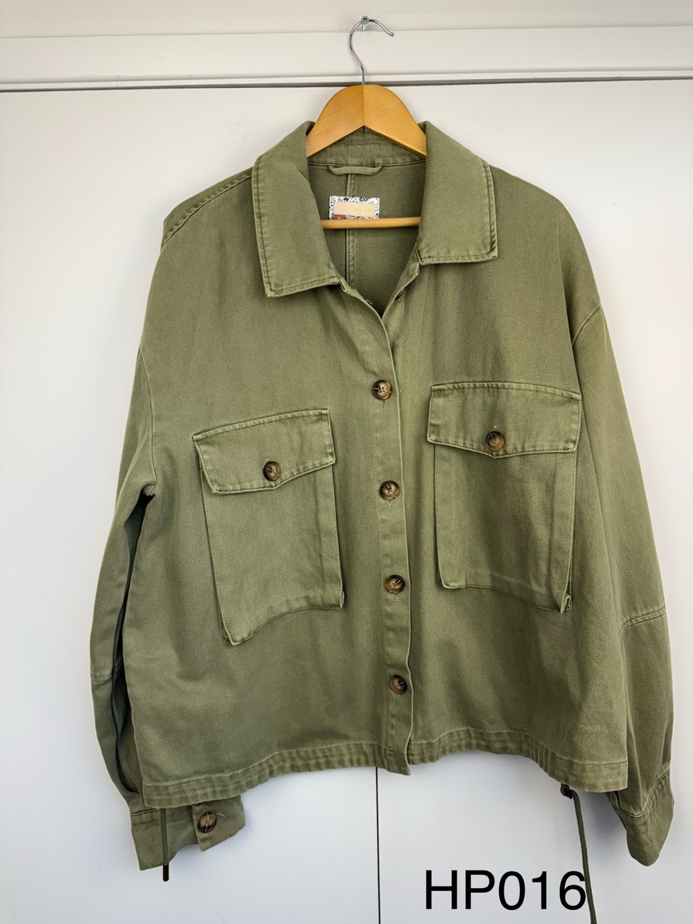 Pilcro Anthropologie Olive Twill Utility Jacket XL